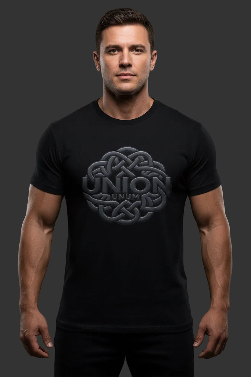 UNION "UNUM" Embossed Heavyweight Tee – Black on Black