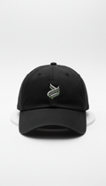 Black cotton baseball cap with embroidered logo